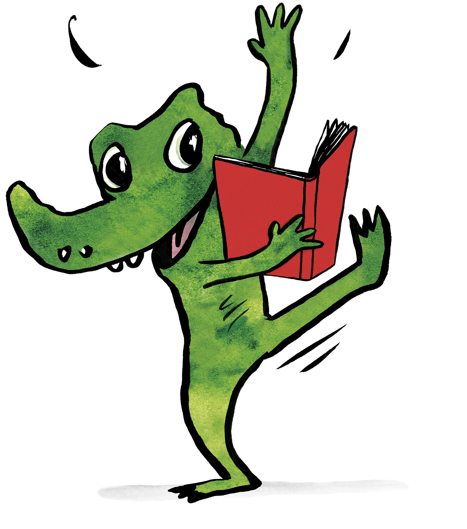 Croc avec un livre