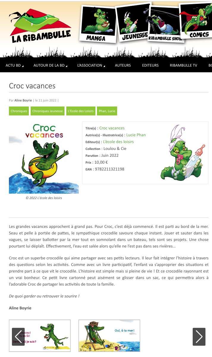 La Ribambulle, Croc vacances